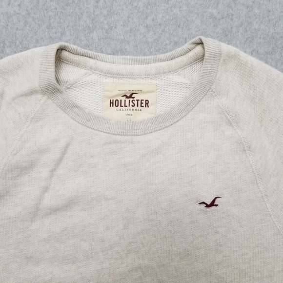 Hollister Sweater Mens Medium Ivory Long Sleeve Pullover Sweatshirt - Picture 2 of 9